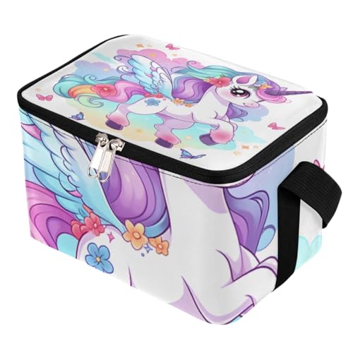 GzLeyigou Lunch Bags for Women Men 9 Cans,Unicorn Fly Hot & Cold Food Delivery Bag Insulated Grocery Bag Insulated Lunch Box Funny Unicorn Cooler Bag for Office Work Picnic Beach