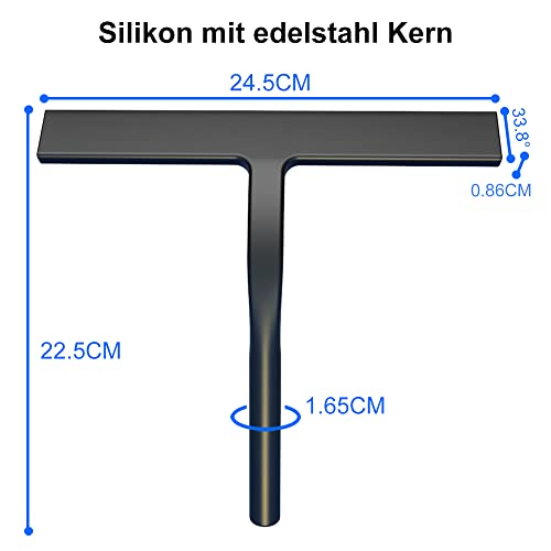 Foto von IARTISTE Duschabzieher Silikon Duschwischer Fensterabzieher Badezimmerwischer,Fensterabzieher aus Silikon mit Edelstahl-Kern für Dusche,Badezimmer,Spiegel,Glas-Reinigung,Fliesen (Black, Small)