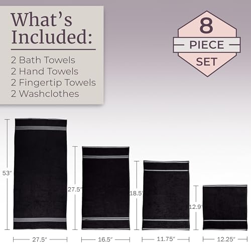 Juego de toallas de baño de 8 piezas de algodón Lavish Home absorbentes 5