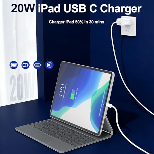 Image of USB C iPad Fast Charger,2018-2026 iPad Charger Fast Charger Wall Block with 3FT USB C to C Cable Cord for iPad Pro M5 /M4 /13 /12.9 /11,iPad Air M4 /M3 /M2 /4th /5th Gen,Mini 6th /A17 Pro,iPad 10 /A16