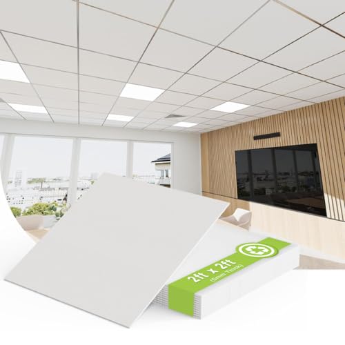 Noooza 2ft x 2ft Drop Ceiling Tiles，Smooth White PVC Ceiling Panel 24 x 24in. Waterproof, Washable and Fire-Rated - Reusable - High-Grade PVC to Prevent Breakage-Package of 12 Tiles by Noooza - Image 2