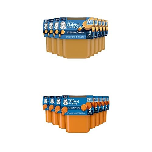 Gerber 2nd Food Baby Food Butternut Squash Puree and Sweet Potato Puree, Natural & Non-GMO, 4 Ounce Tubs, 2-Pack (Pack of 16) image 5