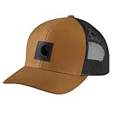 Carhartt Men's Rugged Flex Twill Mesh-Back Logo Patch Cap, Carhartt Brown/Black, One Size