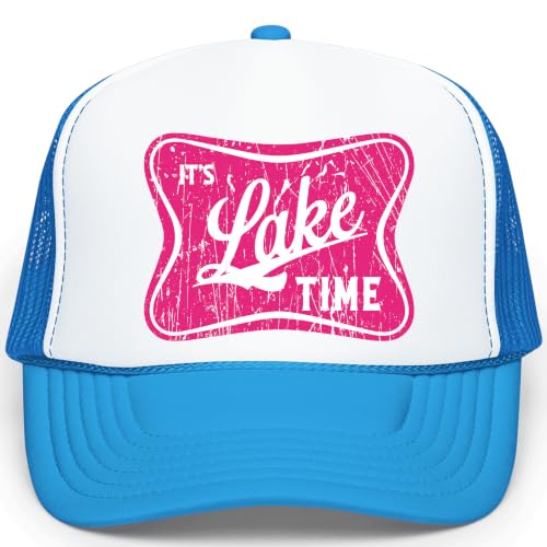 Image of It's Lake Time Summer Classic 5 Panel Foam Front Mesh Snap Back Trucker Hat