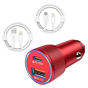 iPhone 13 Car Charger,[Apple MFi Certified]2-Port 38W Fast USB C Car Charger Adapter Quick Charge Dual Port Metal Cigarette Lighter with 2Pack Lightning Cable for iPhone 13 Pro Max/Mini/12/11/AirPods