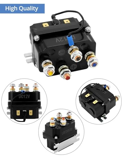Image of QWORK Solenoid Relay, 12V 250A Winch Relay Solenoid Replacement Contactor for 3000-5000lbs ATV UT Winch Control