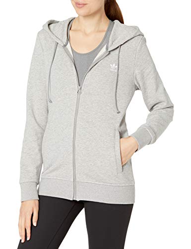 adidas Originals womens Trefoil Essentials Zip Hoodie Medium Grey Heather Large