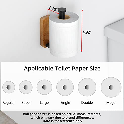 Toilet Paper Holder, Black Toilet Paper Holder Wall Mount, Wooden Toilet Paper Holder For Bathroom Washroom, Toilet Roll Holder Vertical, Black Matte #TOP6