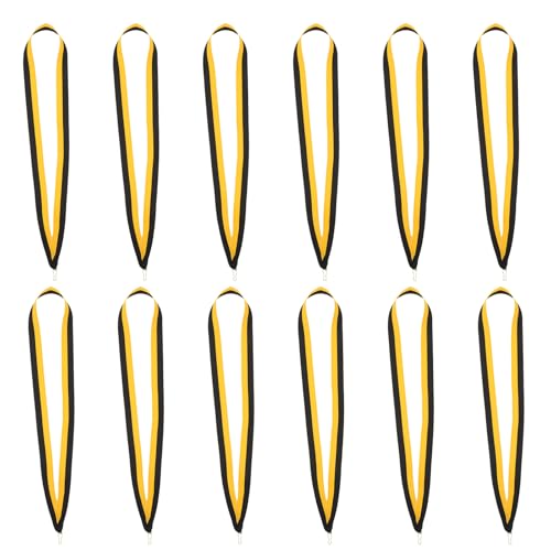 Cordón para medallas Mipcase en cintas de rayas amarillas y negras con broche de presión 20 uds
