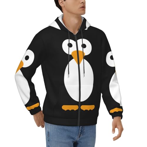 Sweat à capuche homme imprimé pingouin décontracté à manches longues