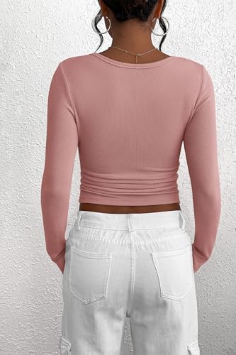 Image of PRETTYGARDEN Women's Fall Long Sleeve Henley T Shirts