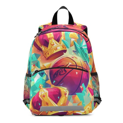 Sac à dos aquarelle basket-ball enfant cartable scolaire maternelle 3-8 ans