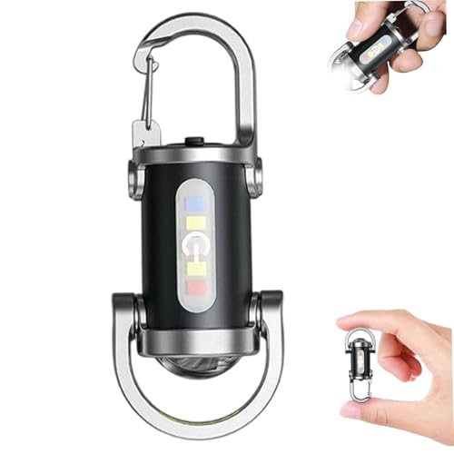 Linterna del llavero Recargable, Luz de llavero impermeable de varios modos con señales de alertas rojas y azules, linterna de cadena de llave portátil con clip para acampar de viajes al aire libre p