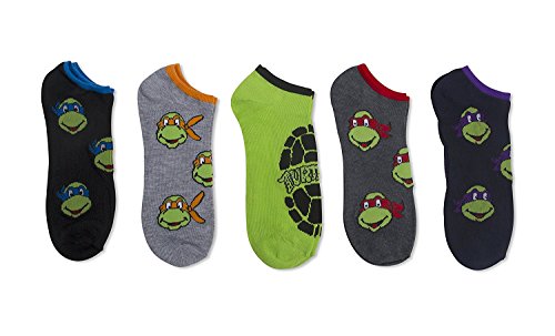 Teenage Mutant Ninja Turtle Men's 5 pk No Shows (10-13) Assorted Colors
