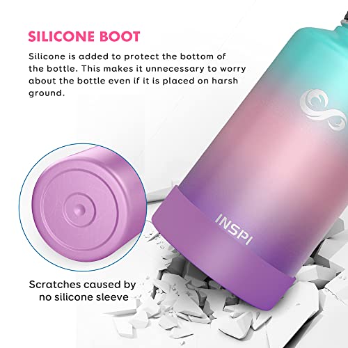 Inspi Water Bottles, 64 Oz Insulated Water Bottle With 3 Straw Lid, Half Gallon Large Water Jug Wide Mouth, Triple Wall Vacuum Stainless Steel Thermal Hydro Jug, Keep Cold For 48Hrs, Hydrangea #TOP3