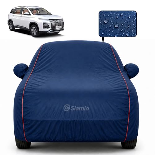 Image of Premium 100% Waterproof Car Cover for MG Hector 2026 Model All-Weather, UV & Dust Protection | Heavy-Duty 3-Layer Fabric | Custom Fit with Mirror & Antenna Pockets | Navy Blue