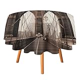 Información de tamaño: cada paquete contiene 1 mantel redondo impermeable, diámetro de 36 a 70 pulgadas, multiuso para 2 a 4 asientos se adapta a la mayoría de mesas plegables de bufé, mesas de picnic al aire última intervensión, mesas de cocina y comedor.