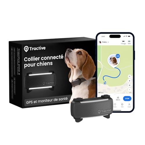 Tractive – Collier GPS pour chien | 2025 Édition | Leader du marché | Localisation en direct | Alertes anti-fugue | Moniteur d'activité et d'aboiements |...