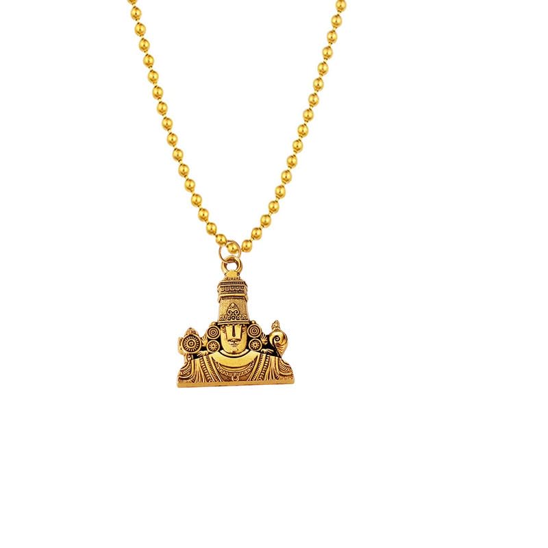 M Men Style Religious Hindu Lord Venkateswara Tirupati Balaji Pendant Locket with Chain Necklace For Men And Women Silver Gold SPn2024431