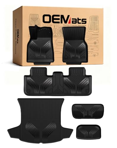 Image of Premium Color TPE Floor Mats 6-PCS for Tesla Model Y Juniper 2025 2026 |Carbon Fiber Wing Design | Car Mat Full Set Front & Rear | All-Weather Protection, Pet & Child-Friendly Accessories