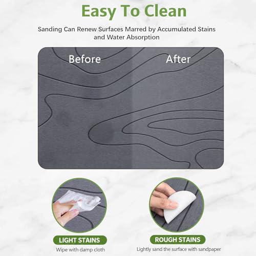 Stone Bath Mat – Non-Slip Diatomaceous Earth Shower Mat, Super Absorbent & Quick-Drying Bathroom Floor Mat, Easy-to-Clean Diatomite Bath Stone for Safer, Dryer Steps (23.6" x 15.4", Gray) by Lydia's Deal - Used condition - Image 6