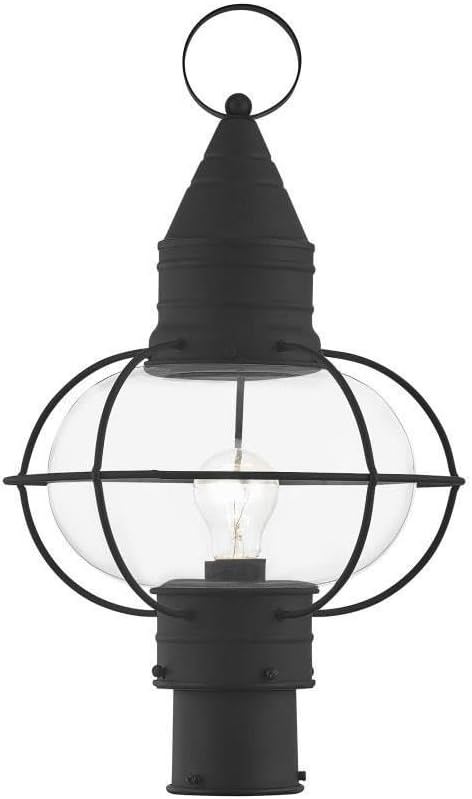 Livex Lighting 26905-04 Transitional One Light Outdoor Post-Top Lanterm from Newburyport Collection in Black Finish