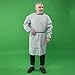 Pack of 1 | Reusable Isolation Industrial Gowns Longsleeve with Elastic Cuffs, Long XL Size, Gray | PPE Protective Isolation Gowns | 65% Polyester and 35% Cotton