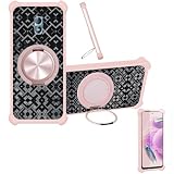 Custodia per Karbonn Titanium S9 Plus Case Phone Cover Custodia [ con 9H HD Vetro Temperato][Supporto ad Anello a 360°, Magnetico] CX-18-FEN