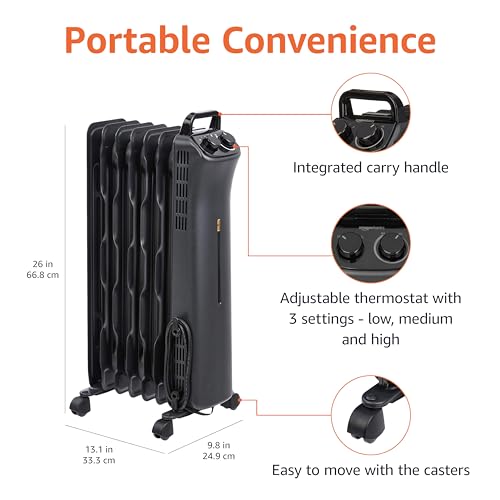 Amazon Basics CY62RR-7 Oil Heater, Portable Radiator Heater thumb #2