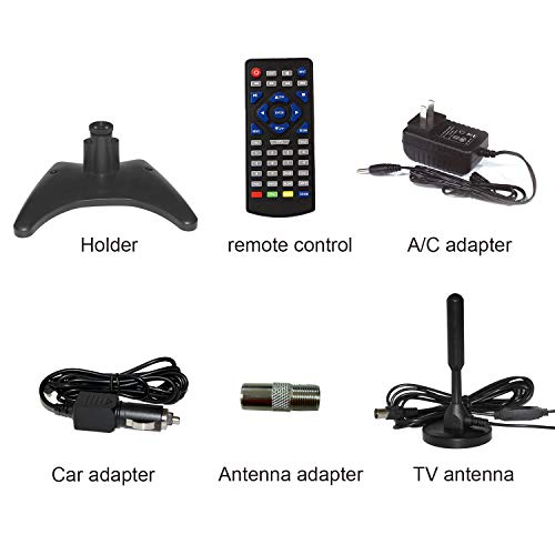 GJY 10.1" Portable Widescreen LCD TV with Detachable Antennas, USB/TF Card Slot, Built in ATSC Digital Tuner and AV Inputs