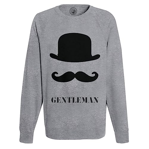 Sweat Homme Gentleman au Design Graphique Moustache et Chapeau Melon