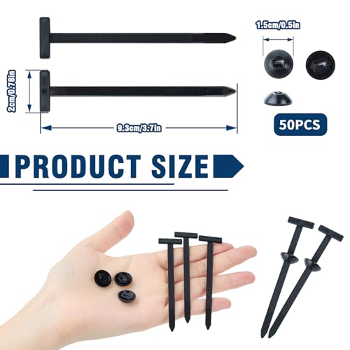 50 PCS Nylon Universal Cable Tie Buckle, Multi-Functional Black Zip Ties with Pin & Button, Snap-Fit Nylon Fastening Clip for Car Repairs,Home,Garden,Workshop - image 3