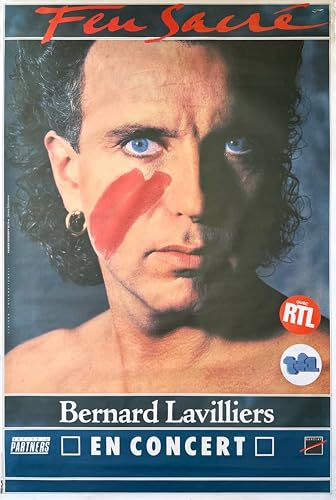 Grande affiche concert Bernard Lavilliers Feu Sacré souvenir vintage 80X120