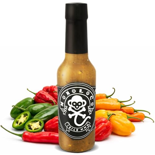 Image of Chile Monoloco XXX Hot Sauce 6 types of peppers - Mild Hot Sauce - 5 oz glass bottle