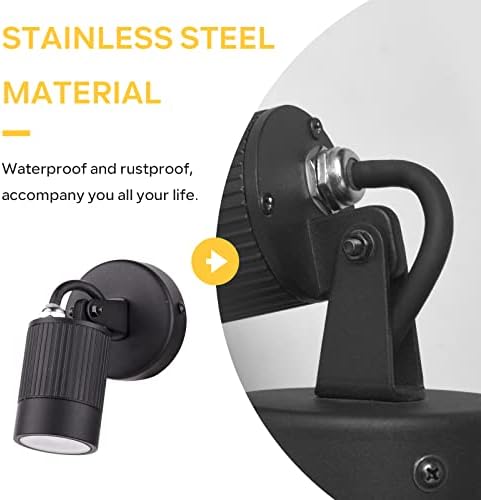Kerry Outdoor Wall Lights, LED IP65 Adjustable Black Stainless Steel Spotlight with External Cable, Waterproof Mains Powered Exterior Wall Sconce, Security Spot Lights for Porch, Patio, Garden, Garage