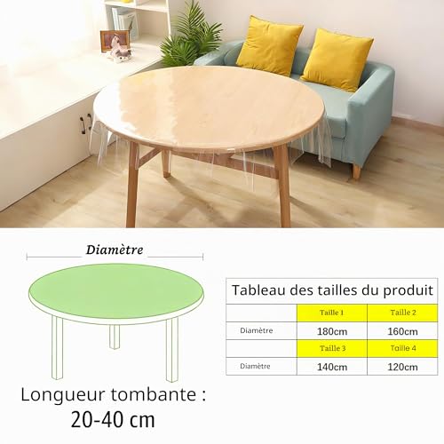 DIKARIYA Nappe Ronde Transparente PVC 160cm pour Extérieur Intérieur Jardin – vue 2