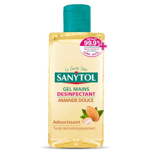 Sanytol - Gel Mains Désinfectant Peaux Sensibles - Amande Douce - 75 ml - Bactéricide, Virucide, Fongicide - Hypoallergénique, Testé Dermatologiquement