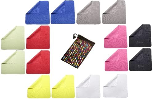 8* Ed Hicks Premium Microfibre Glasses Cleaning Cloths 18 x 18cm also for Phone Screens, Lenses Ultra Effective, Chemical Free Cleaning Super Soft Reusable Easy to find Colours Storage Pouch