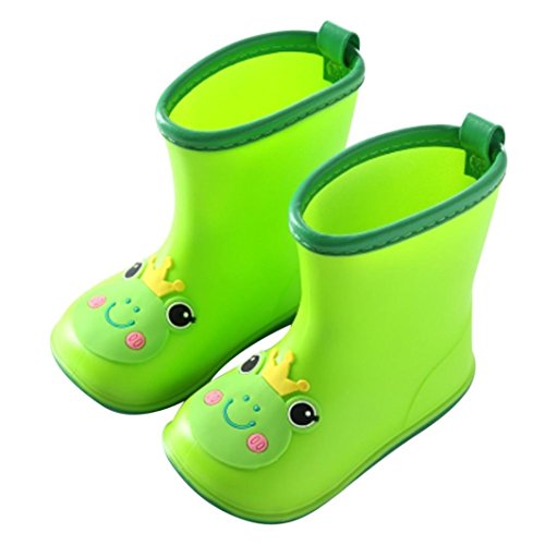 Quaanti Children's Rubber Boots Baby Rain Boots Infant Kids Cartoon Waterproof Non-Slip Rainboots Rain Shoes for Boy Girl (Green, US:6.5(Age:2-3T))