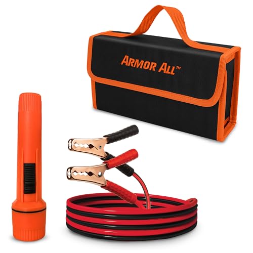 Armor All 3pc Roadside Car Emergency Kit - Storage Bag, 12 Gauge 6.5 Ft Battery Cable, Flashlight, Roadside Assistance, Car Emergency Roadside Kit - Safety Kits for Cars