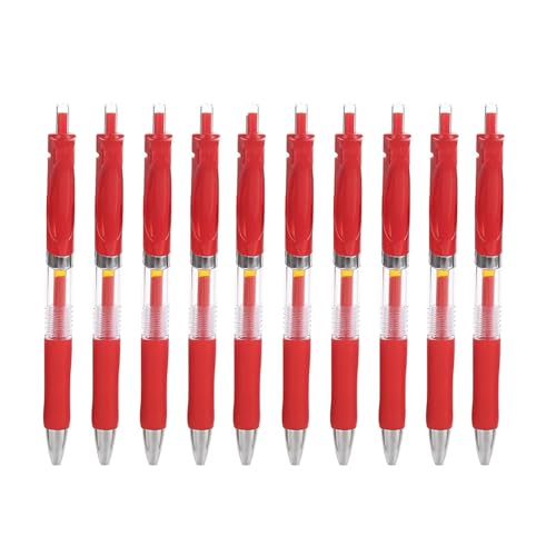 ジェルボールペン ボールペン ノック 式 0.5 黒/赤 10本 速乾 手帳 ノート グラフ スケッチ 事務用 筆記具用 (レッド, レッド)のサムネイル