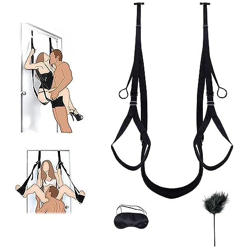 Iron-Story Columpios Colgantes con Vendas para los Ojos y Plumas para Parejas Masculinas y Femeninas