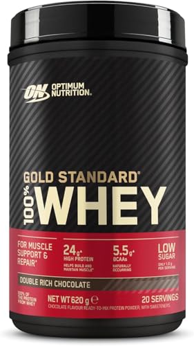 Optimum Nutrition Gold Standard 100% Whey, Proteine in Polvere, Gusto Doppio Cioccolato, 620g, 20 Porzioni
