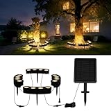 Sublume Solar Tree Lights Outdoor, Palm Tree Lights, Large Solar Panel with 4000mAh Battery, Ring Warm White LED Uplights for Tree, 3-in-1 (Stake/Tie/Hang), IP65 Waterproof, Tree Spotlights for Garden