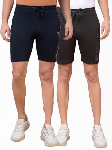 Image of Dollar Cotton Rich Fabric Solid Men's Shorts | Ribbed Waistband with Drawcord | Fashionable Print with Logo Branding | Side Pockets with Zip on one Side | Wide Array of Attractive Colours