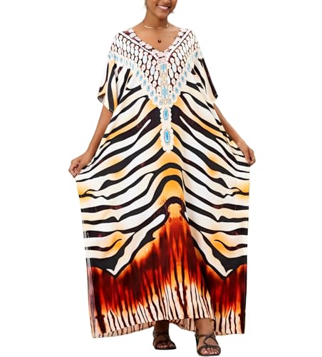Image of Kaftan Dresses for Women Plus Size Bathing Suit Cover up Caftan Maxi Beach Dresses