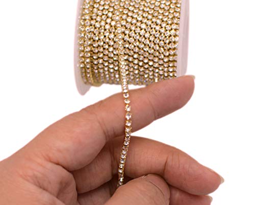 11 Yards 2Mm Gold Crystal Rhinestone Close Chain Single Row Trimming Claw Chain Jewelry Crafts Diy (Gold) #TOP1