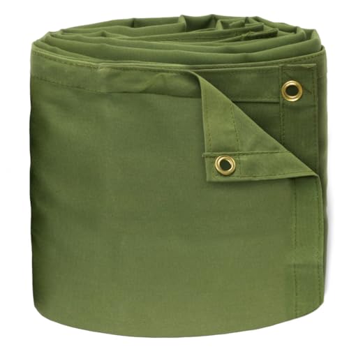 TARP SUPPLY Inc. 15' x 15' Ultra Heavy Duty Green Polyester Canvas Tarp with Brass Grommets, Water & Tear Resistant, Breathable 15 oz Multipurpose Tarpaulin for Roof, Camping, Canopy, Woodpile