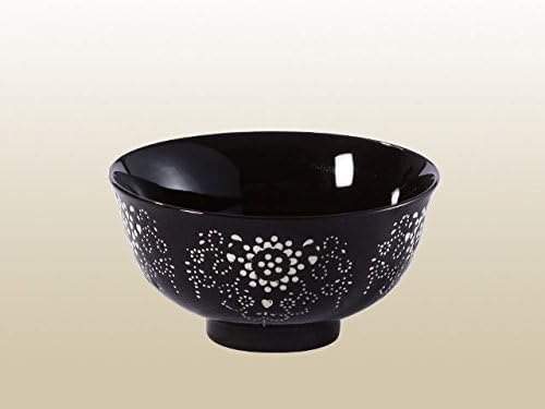 Nishida 120203 Japanese Tableware, Rice Bowl, 6 Colors, Sunflower Pattern Rice Bowl, No. 4.5, Black, Home Restaurant, Commercial Tableware, Rice Bowl, Ochazule, Rice Bowl