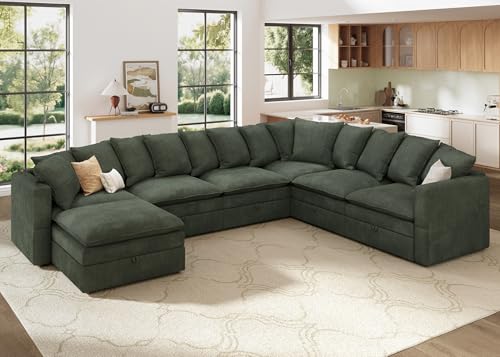 HONBAY U-Shaped Modular Sectional Sofa with Storage
